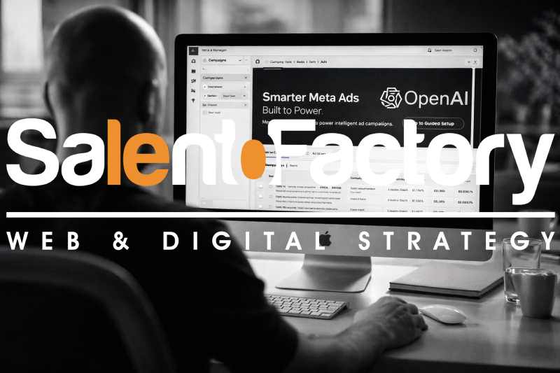 gestione campagne Meta Ads con intelligenza artificiale da computer in ufficio marketing