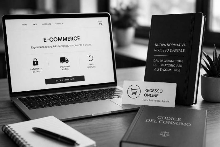 Nuova funzione digitale di recesso obbligatoria per gli e-commerce dal 19 giugno 2026 con procedura online per il diritto di recesso del consumatore