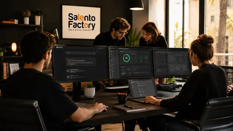 Team digital al lavoro su SEO, performance e navigazione agentica per siti web