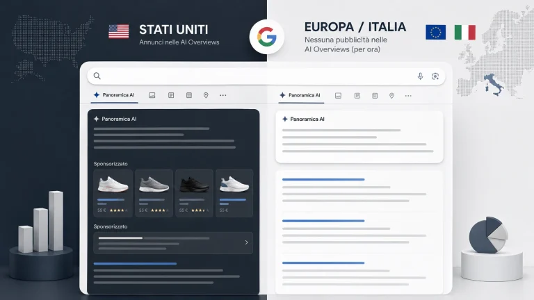 Pubblicità nelle AI Overviews Google: confronto tra Stati Uniti e Italia